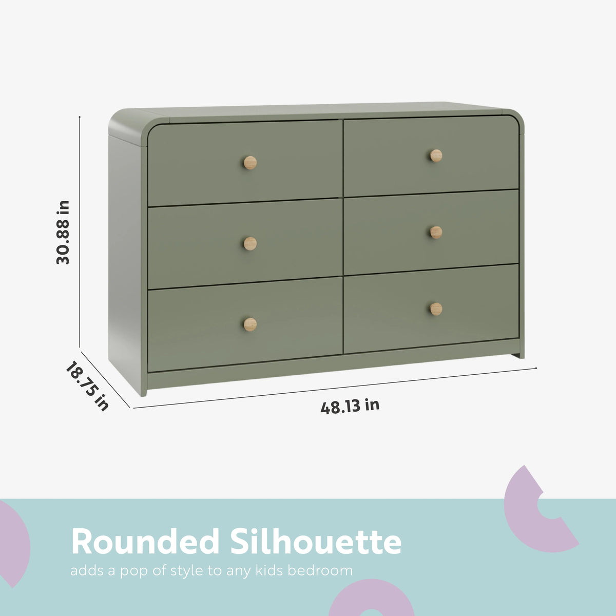 Storkcraft Santos 6 Drawer Nursery Double Dresser, White