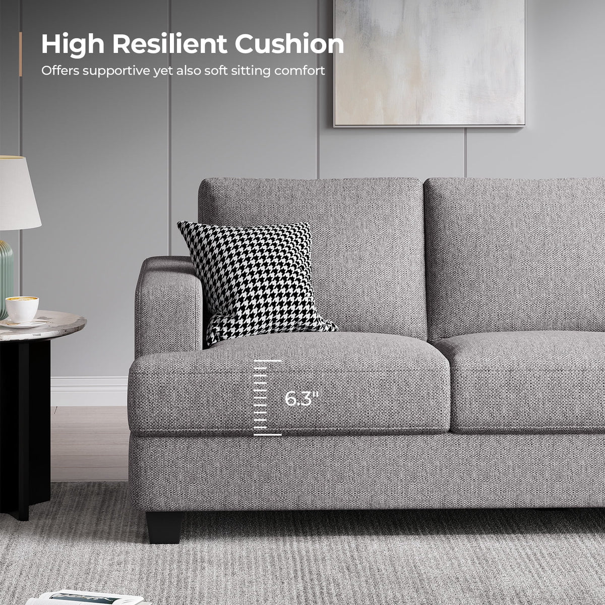 BLAZANT 3 Seater Sofa Oversize, 89" Extra Large Size Sofa Couch with Extra Deep Seats, Modern Loveseat Sofa, Comfortable Fabric, Easy to Install, for Living Room Apartment Lounge, Brown