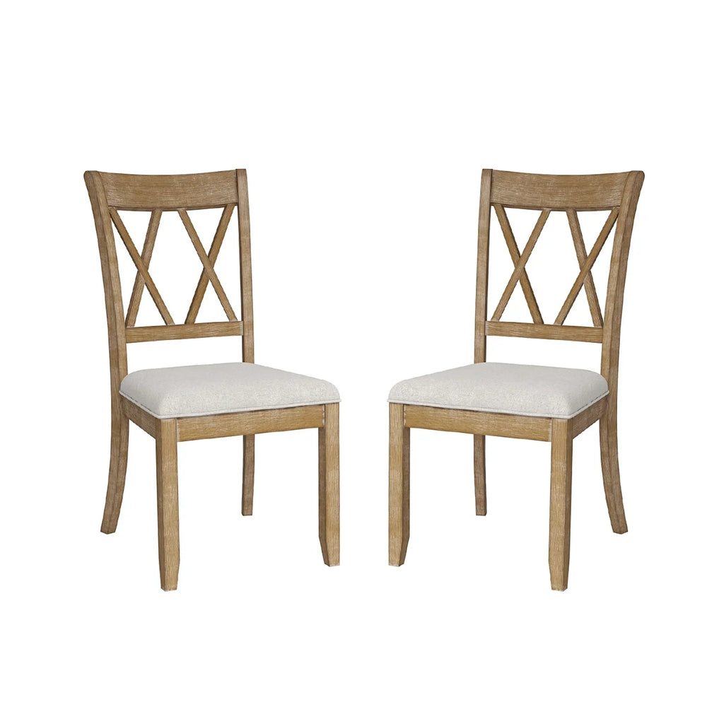 Farmhouse Solid Wood Dining Chairs Upholstered Armless Side Chairs Set of 4 Crossing High Backrest Living Room Kitchen