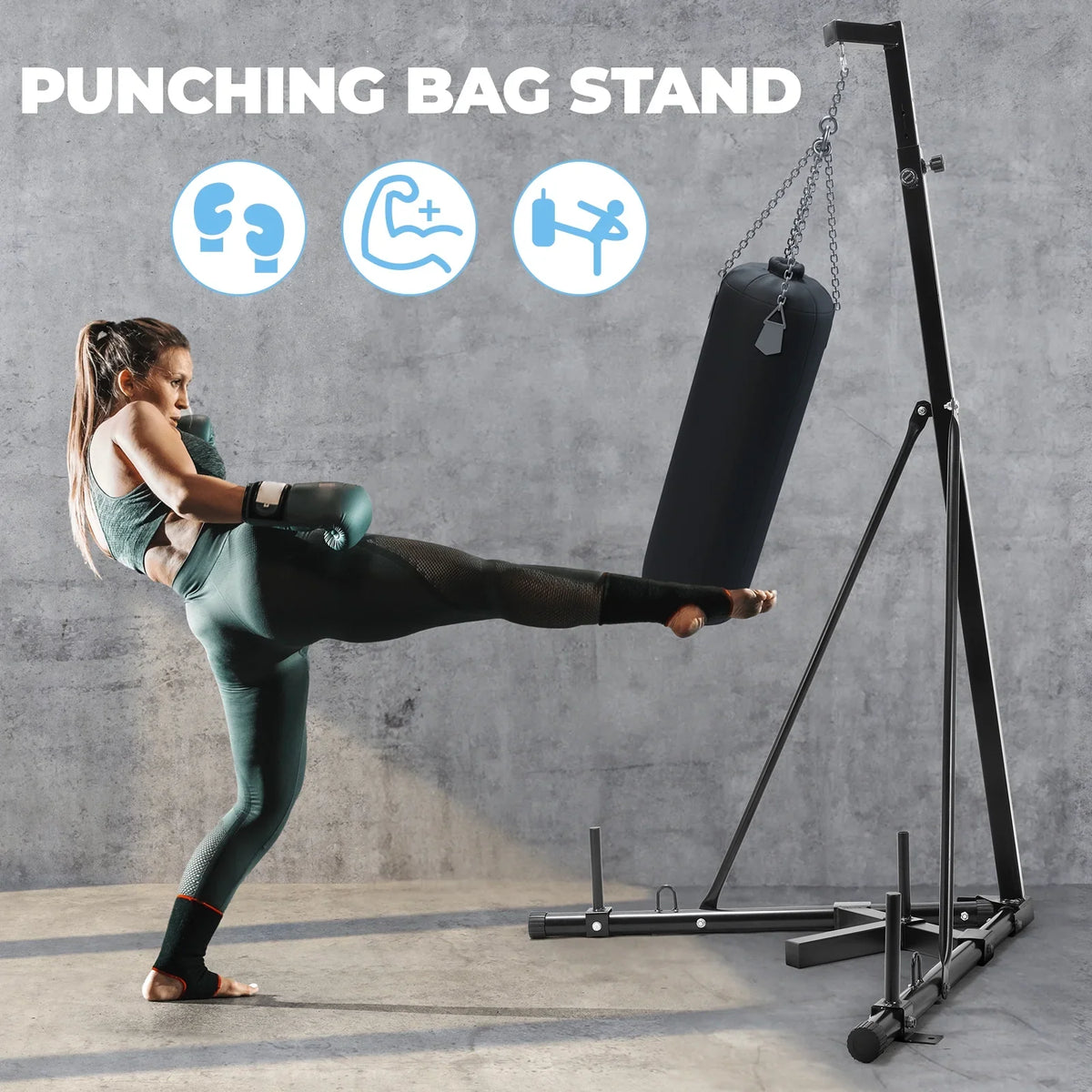 Pirecart Punching Bag Stand Height Adjustable Heavy Boxing Bag Stand for Home Gym Fitness, 150 lbs
