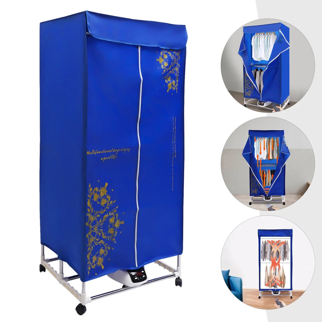 Electric Portable Clothes Dryer Travel Dryer Machine Clothes Dryer for Apartment 110v 0-240 min 1200-1500W Load Weight 30kg/66.14lbs Safety Temperature Control