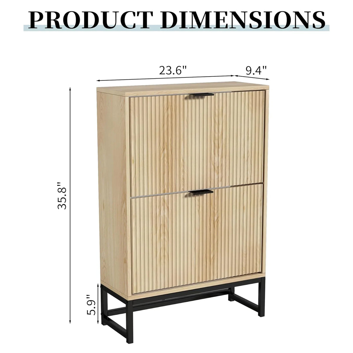 Oubayajia Modern Shoe Storage Cabinet, Wood Shoe Rack Organizer with 2 Flip Drawers, Freestanding Narrow Shoe Cabinet for Entryway Hallway, Natural