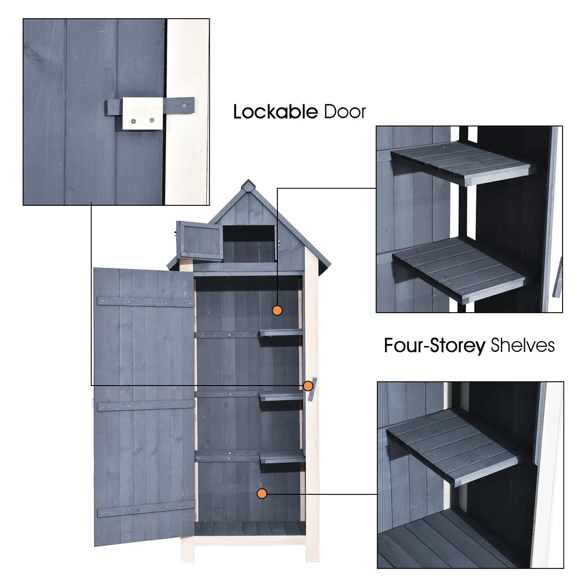 MCombo 2.52 x 1.77 ft. Metal and Wood Storage Shed, Natural