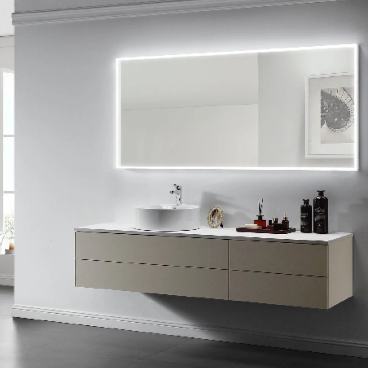 Modern Mirrors Astral Lighted Bathroom Vanity Mirror, Wall Mirror with Dimmable Daylight LED Lighting