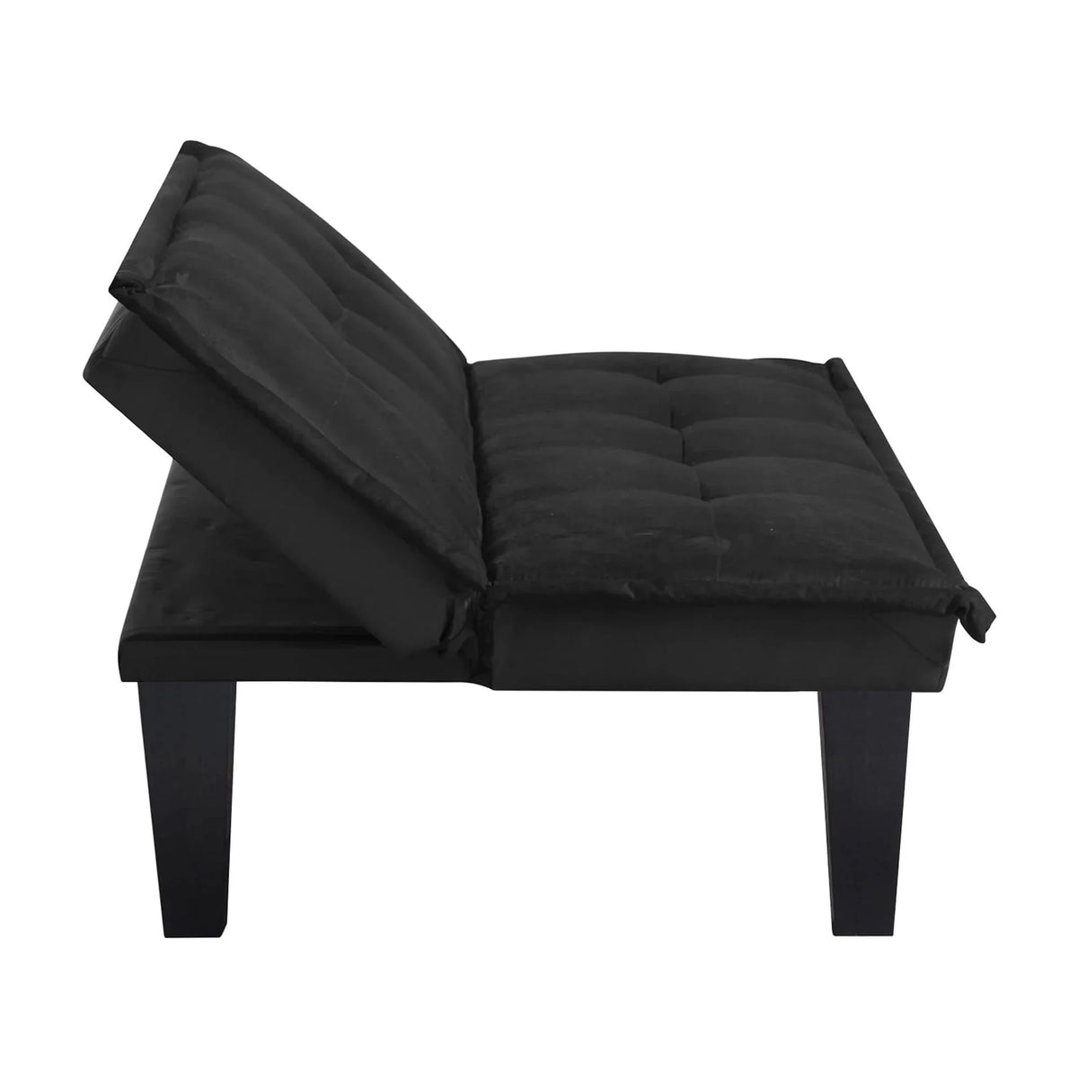 Black Futon Sofa Bed,Modern Faux Suede Convertible Sofa Bed with 3 Adjustable Backrest Angles,Loveseat Sleeper Couch for Living Room Apartment Furniture