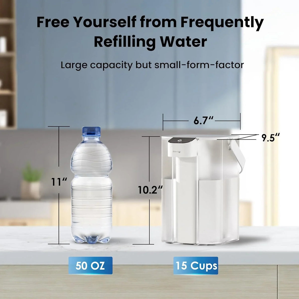 Waterdrop Electric Water Filter Pitcher, Dispenser, 200-Gallon Water Purifier, NSF/ANSI 401&53&42&372, Reduce PFAS, Lead, Chlorine, 15-Cup, White, with 2 Filter