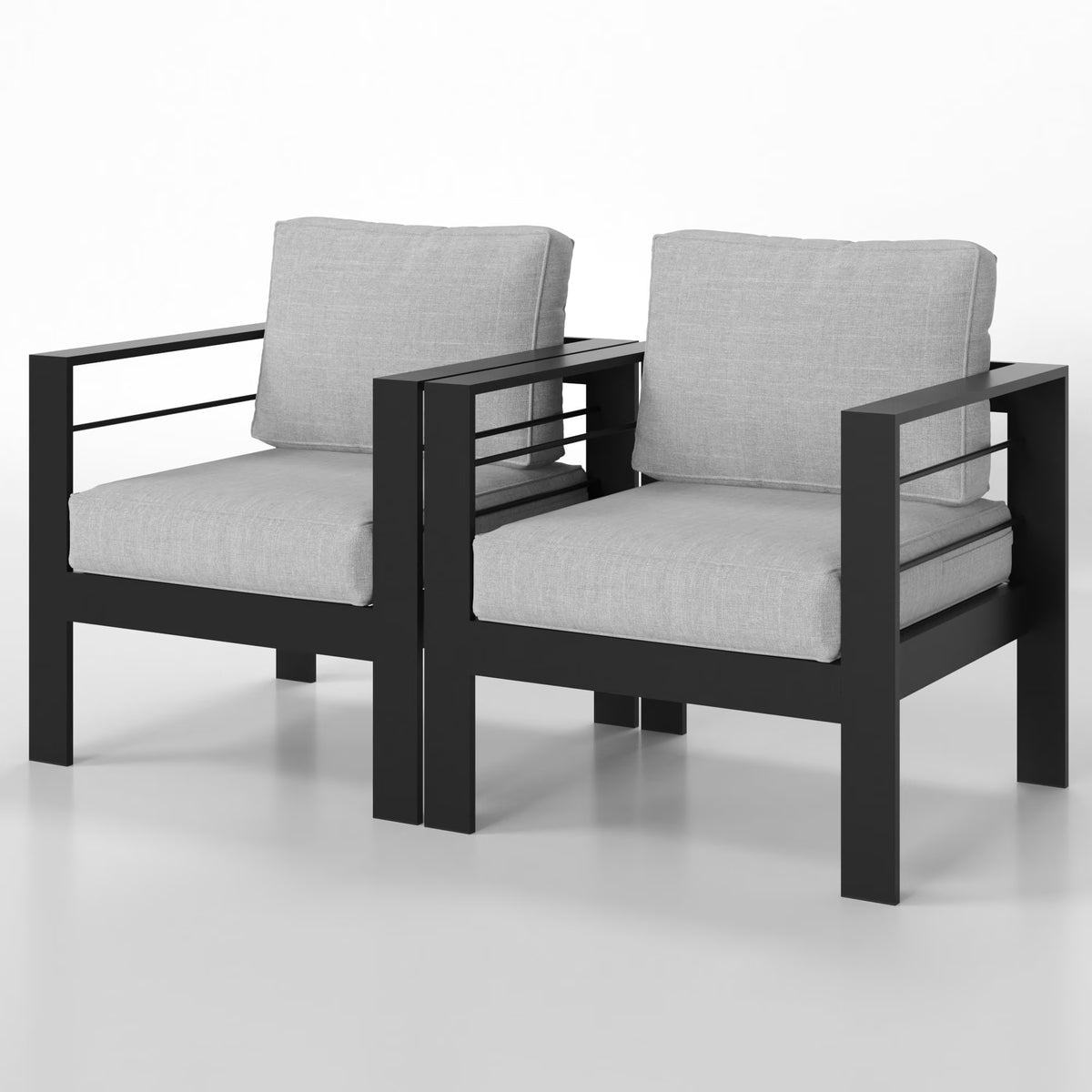 Superjoe Outdoor 3 Seats Patio Aluminum Sofa Furniture, Couch Gray Metal Chair with Cushions, Dark Grey
