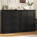 IDEALSOUL Black Dresser,6 Drawer Dresser for bedroom,Retro Wood Storage Cabinet for Living Room