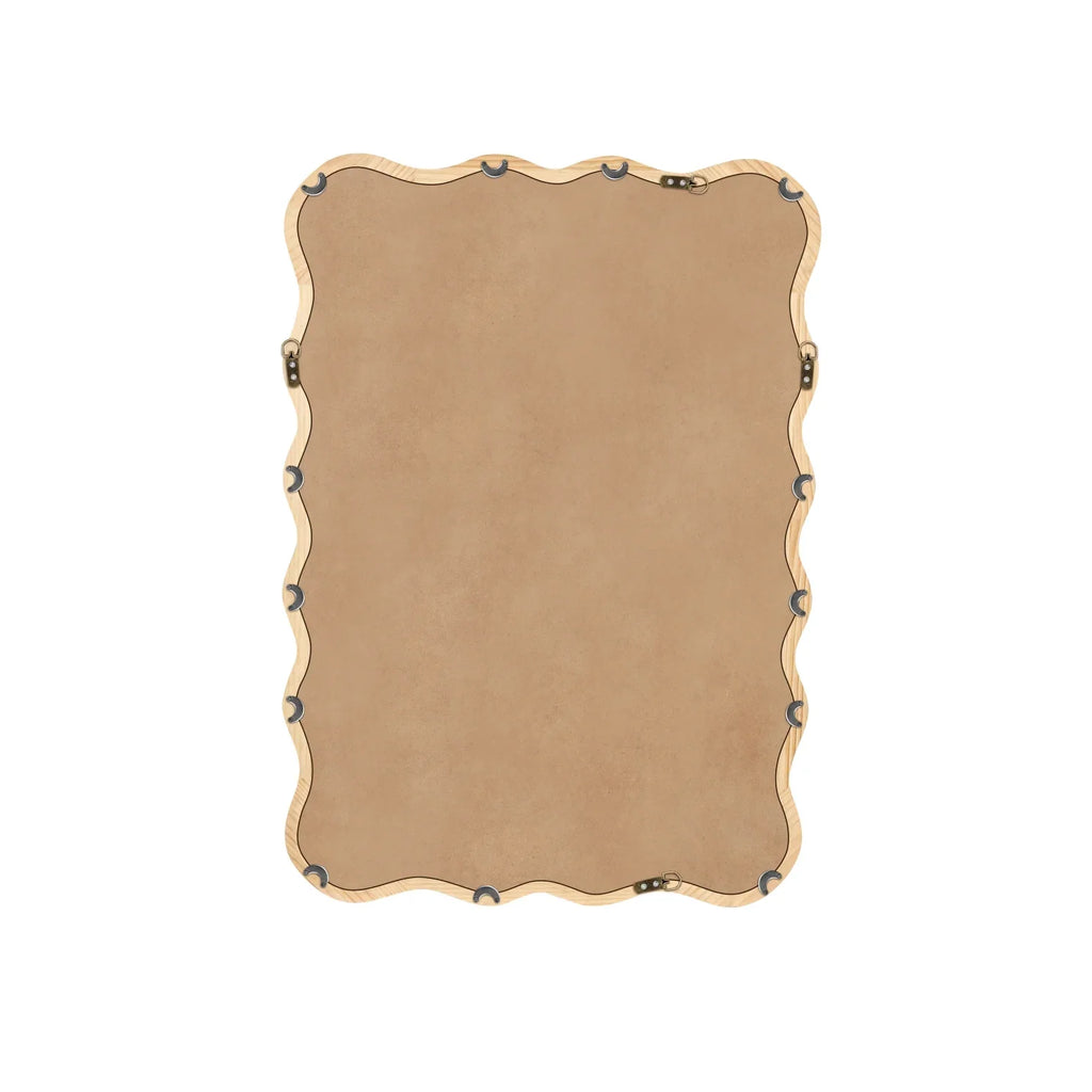 Solid Wood Wavy Frame Modern Mirror - 40x28 Inches Durable Farmhouse Wall Decor for Bathroom, Living Room & Entryway with Easy Install