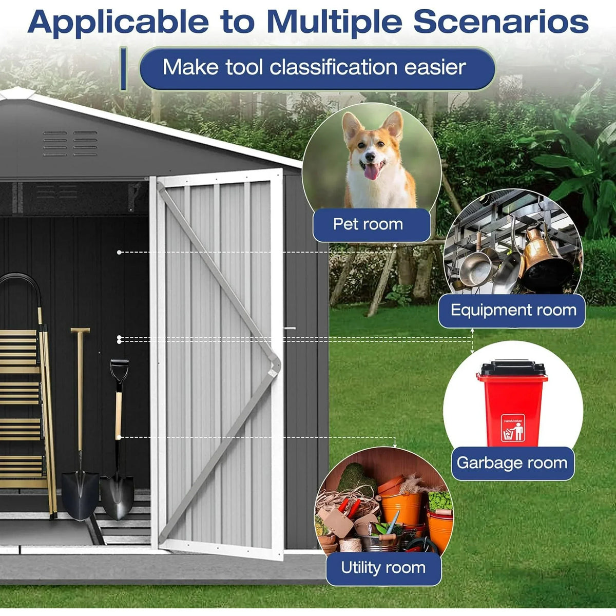 Syngar Outdoor Storage Shed with Lockable Doors, Dark Gray