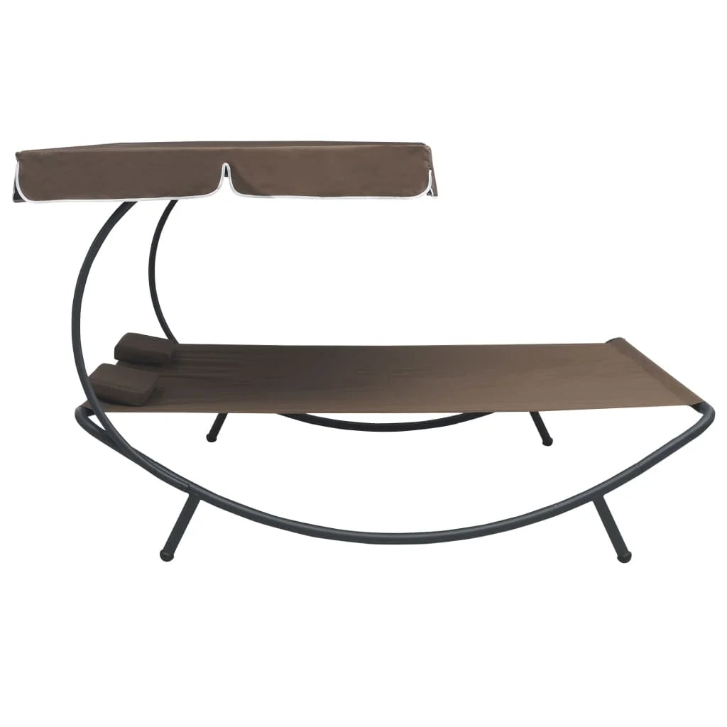 vidaXL Outdoor Double Chaise Lounge Patio Lounge Bed with Canopy and Pillows
