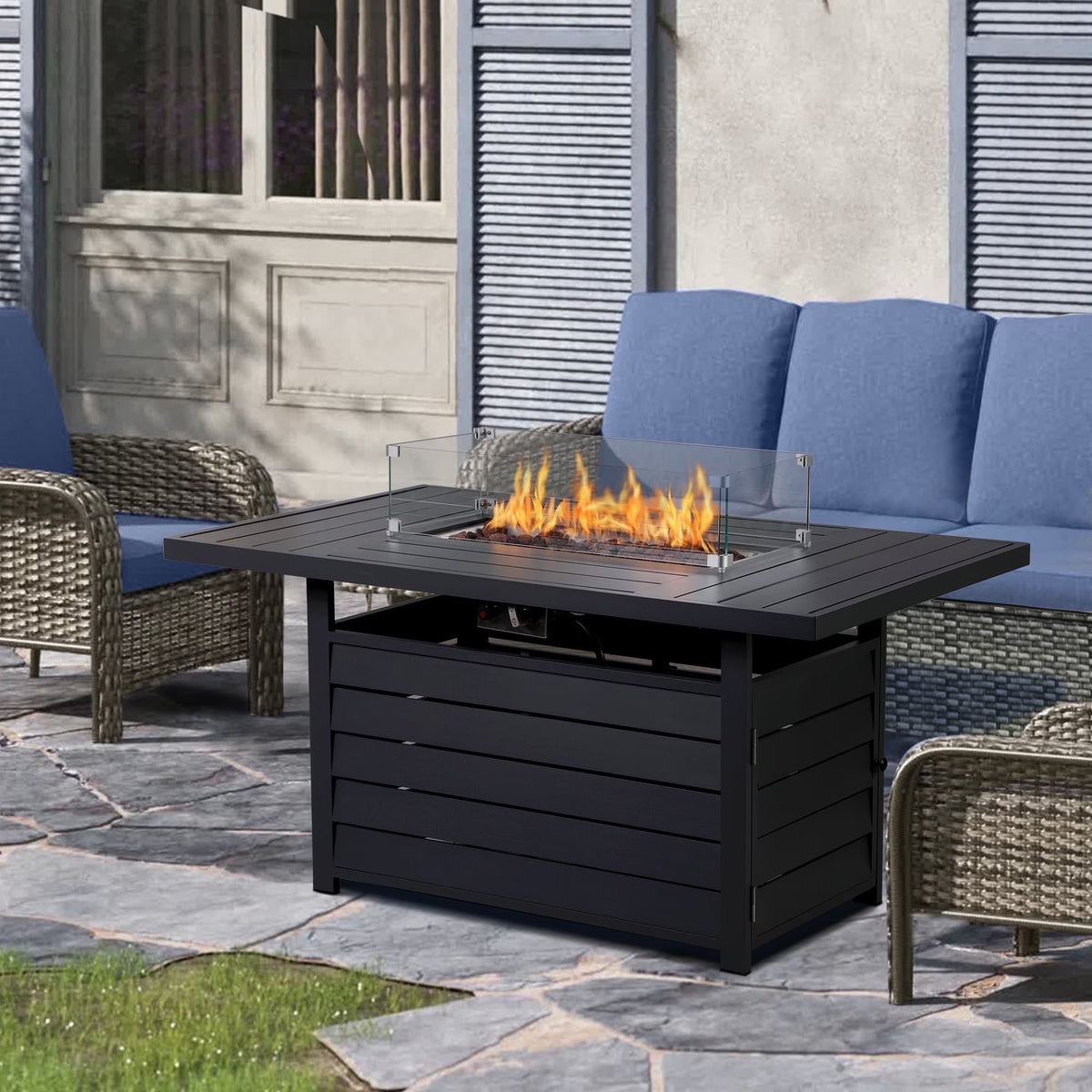 Superjoe Outdoor 3 Seats Patio Aluminum Sofa Furniture, Couch Gray Metal Chair with Cushions, Dark Grey