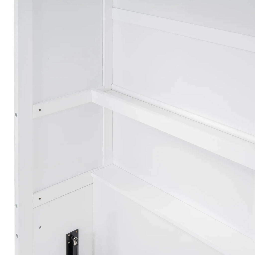 Harper & Bright Designs Full Size Murphy Bed with Shelves, Foldable Wall Bedframe w/Flexible Slats Support, Space-Saving Design, Can Be Folded Into Cabinet, White