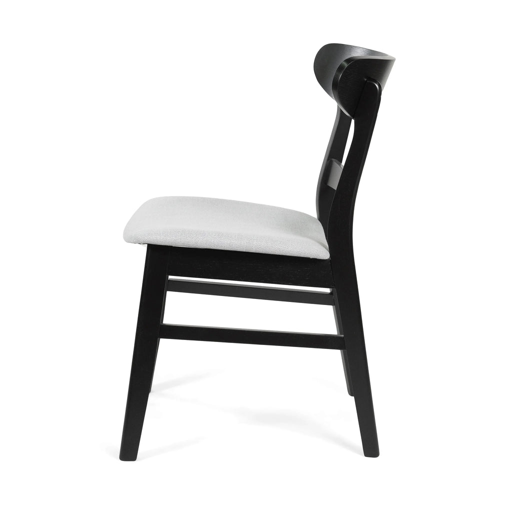 GDFSTUDIO Mid Century Modern Fabric Upholstered Rubberwood Dining Chairs, Set of 2, Dark Gray and Walnut