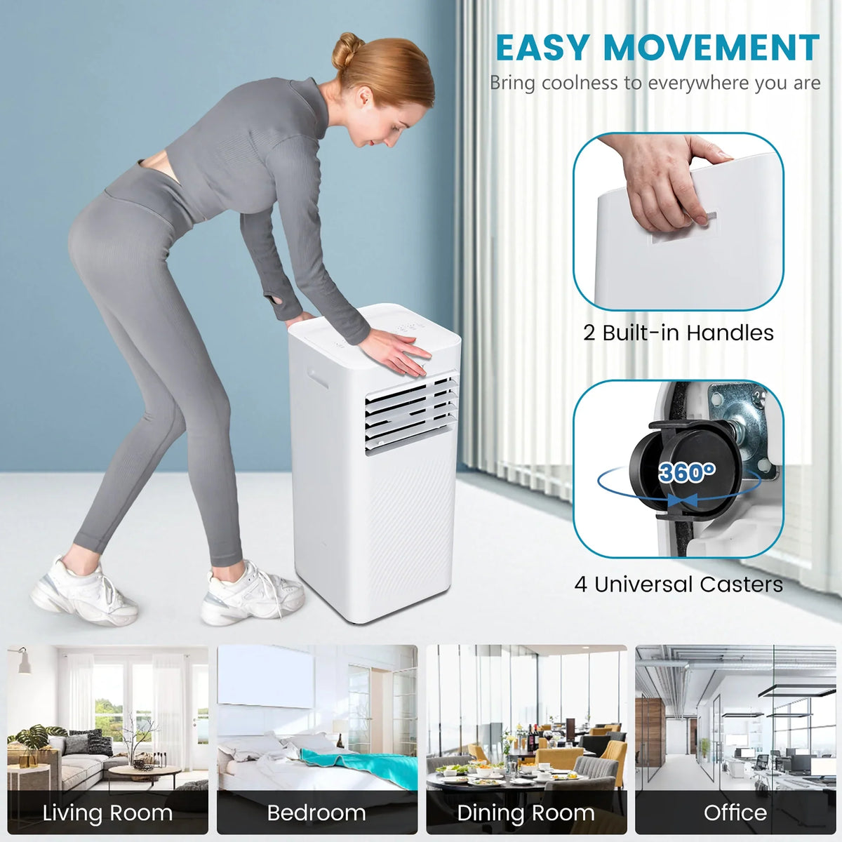 Costway 5000 BTU (8000 BTU ASHRAE) Portable Air Conditioner 4-in-1 AC Unit with Cool Fan Dehum Sleep Mode