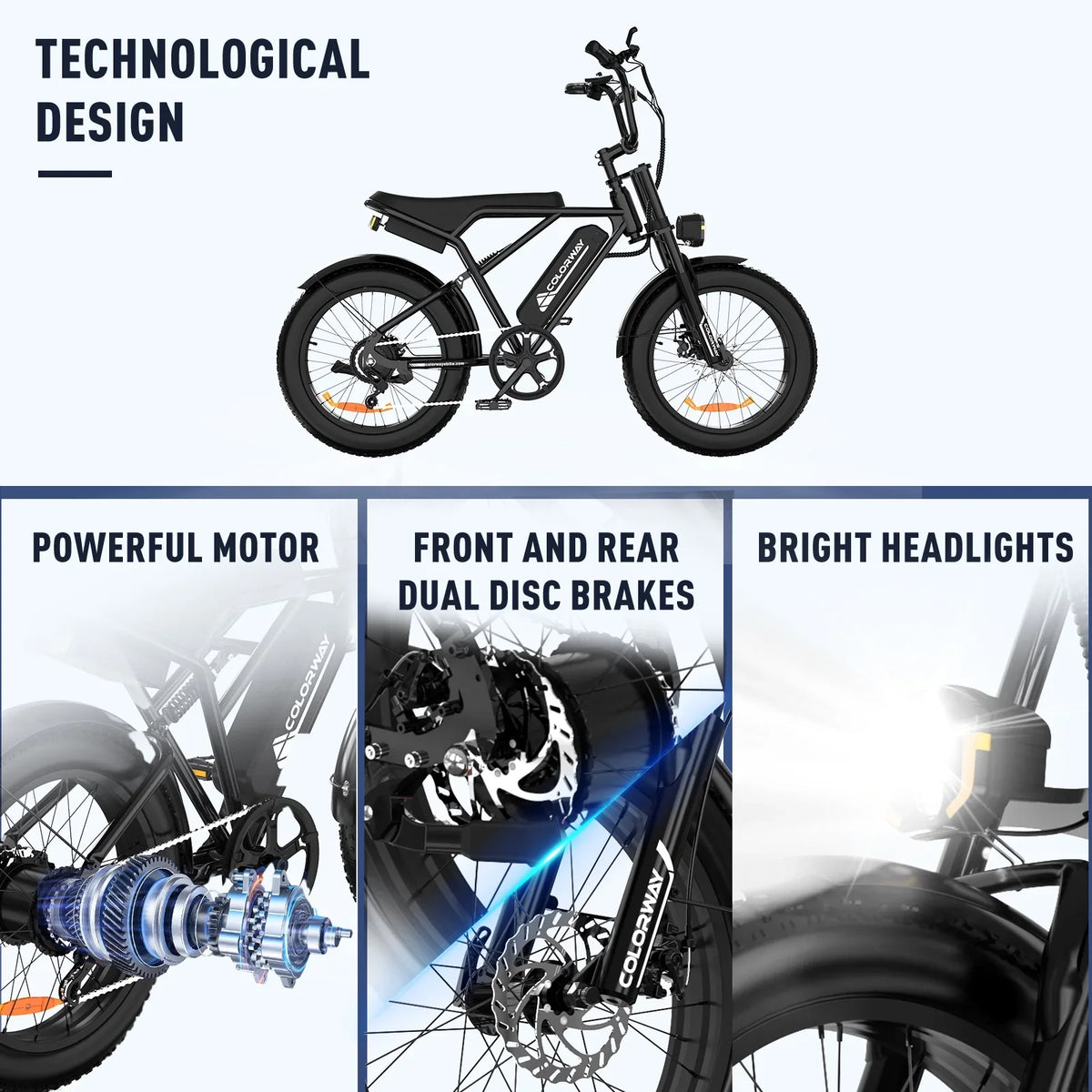 COLORWAY 750W 20"x4.0 Fat Tire Electric Bike, 48V 15Ah Battery, Off-road E-Bike for Adults, UL2849 Certified
