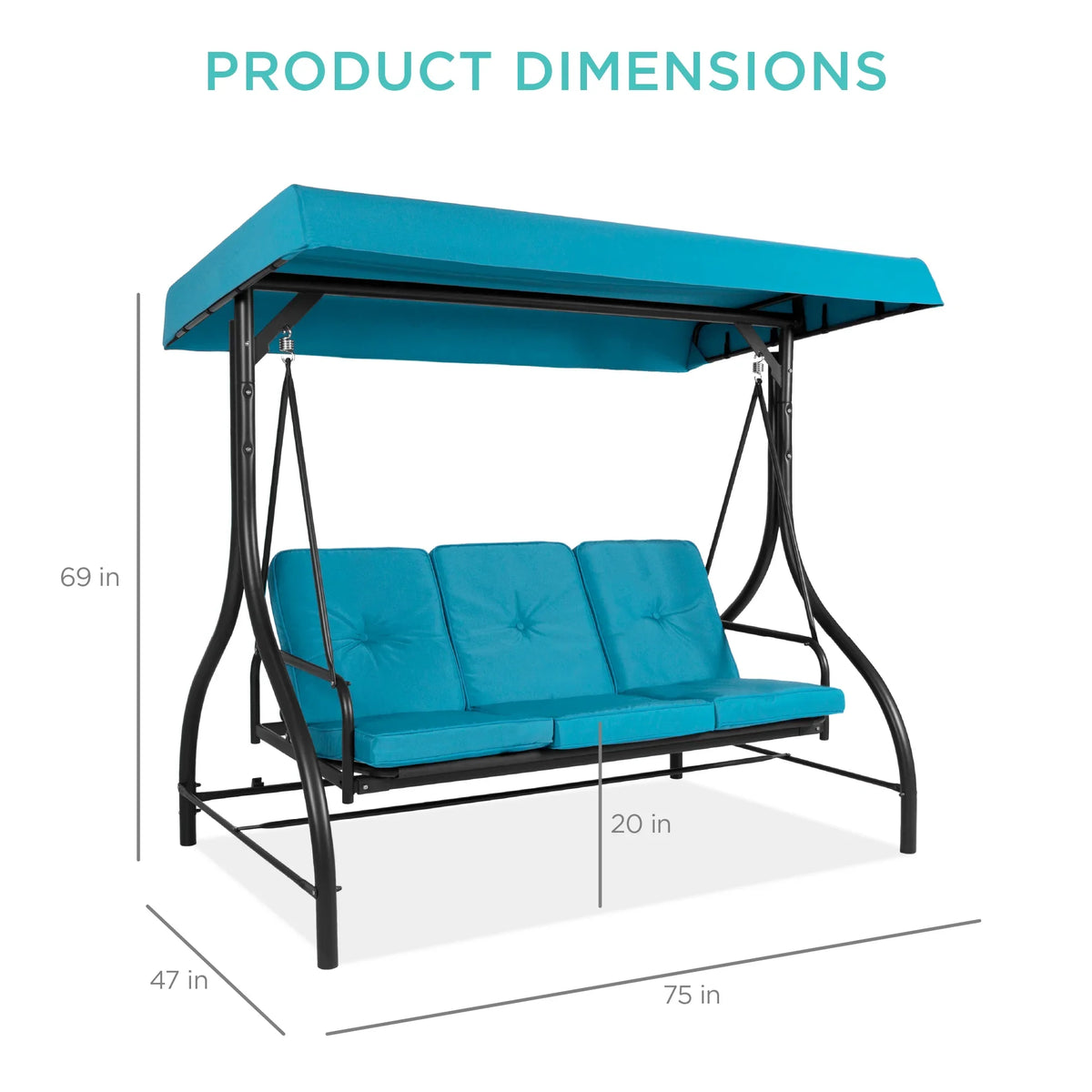 Best Choice Products 3-Seat Outdoor Converting Canopy Swing Glider Patio Hammock w/ Removable Cushions - Burgundy