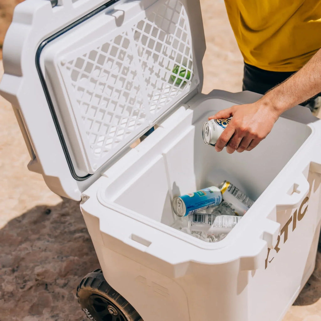 RTIC 45 QT Ultra-Tough Wheeled Hard-Sided Ice Chest Cooler, Fits 60 Cans, White