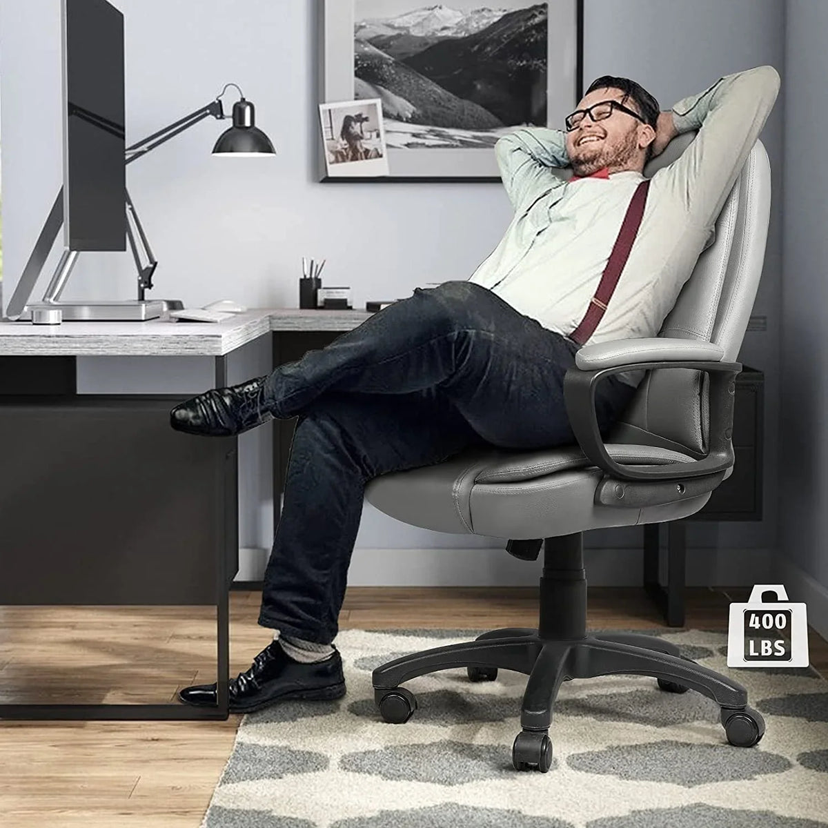 Waleaf Home Office Chair, 400LBS 8Hours Heavy Duty Design, Ergonomic High Back Cushion Lumbar Back Support, Computer Desk Chair, Big and Tall Chair for Work
