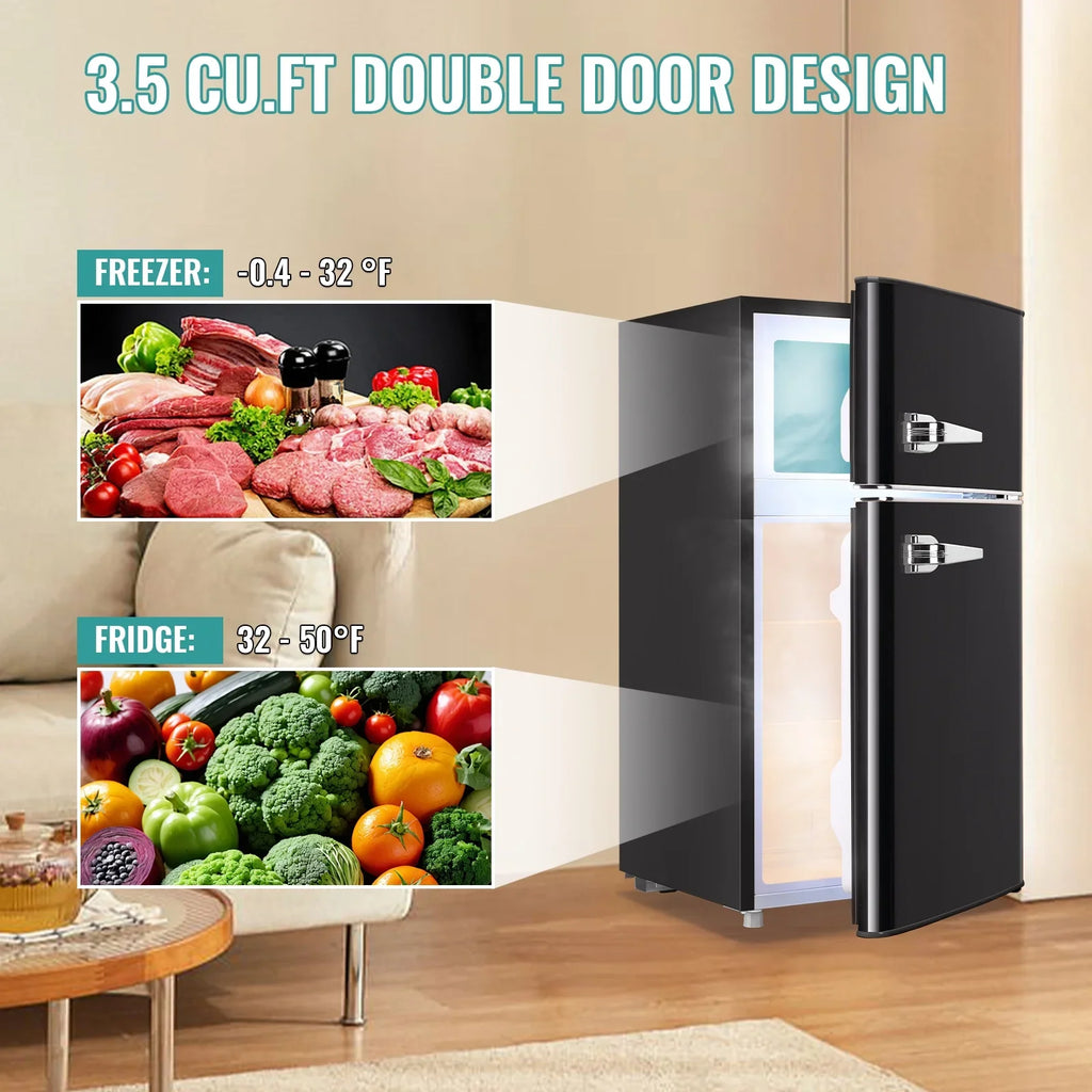 TACOOL Refrigerator with Top Freezer 3.5Cu.ft Two Door Small Mini Fridge with Extra Drink Space for Home Office Dorm Red