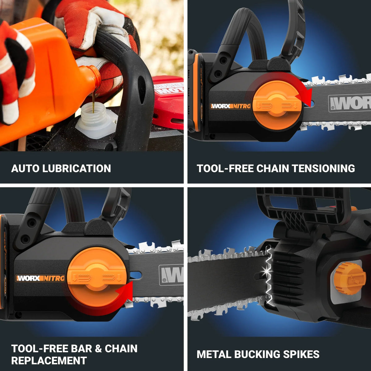 Worx Nitro WG350 20V Brushless 12" Cordless Chainsaw