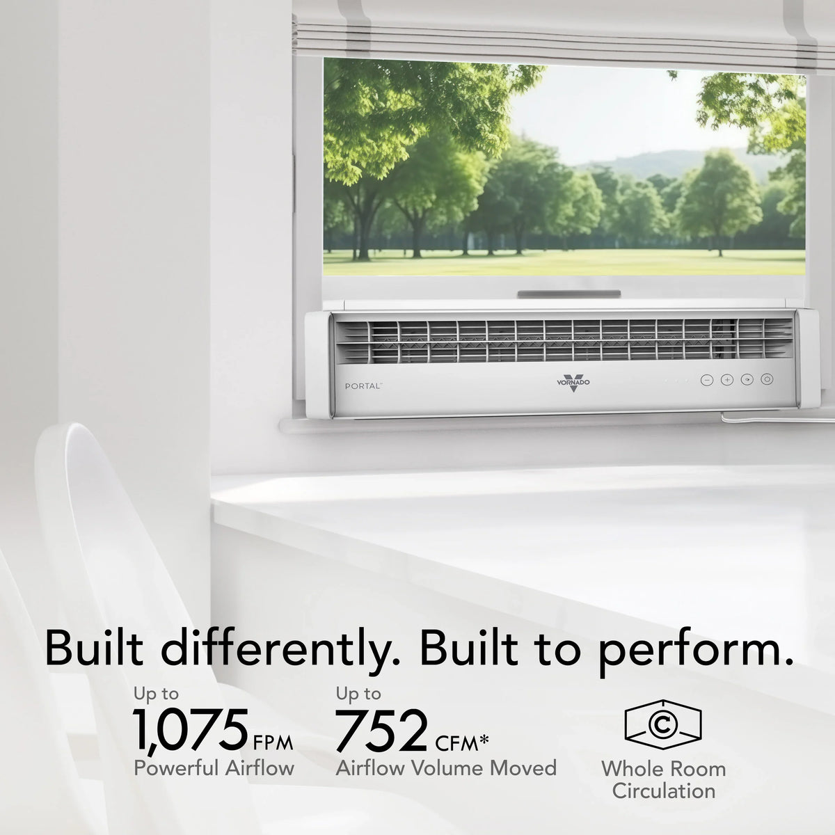Vornado Portal Window Fan with 3 Speeds, Reversible Exhaust Mode, Weather Resistant, for Kitchen, Bedroom, Home