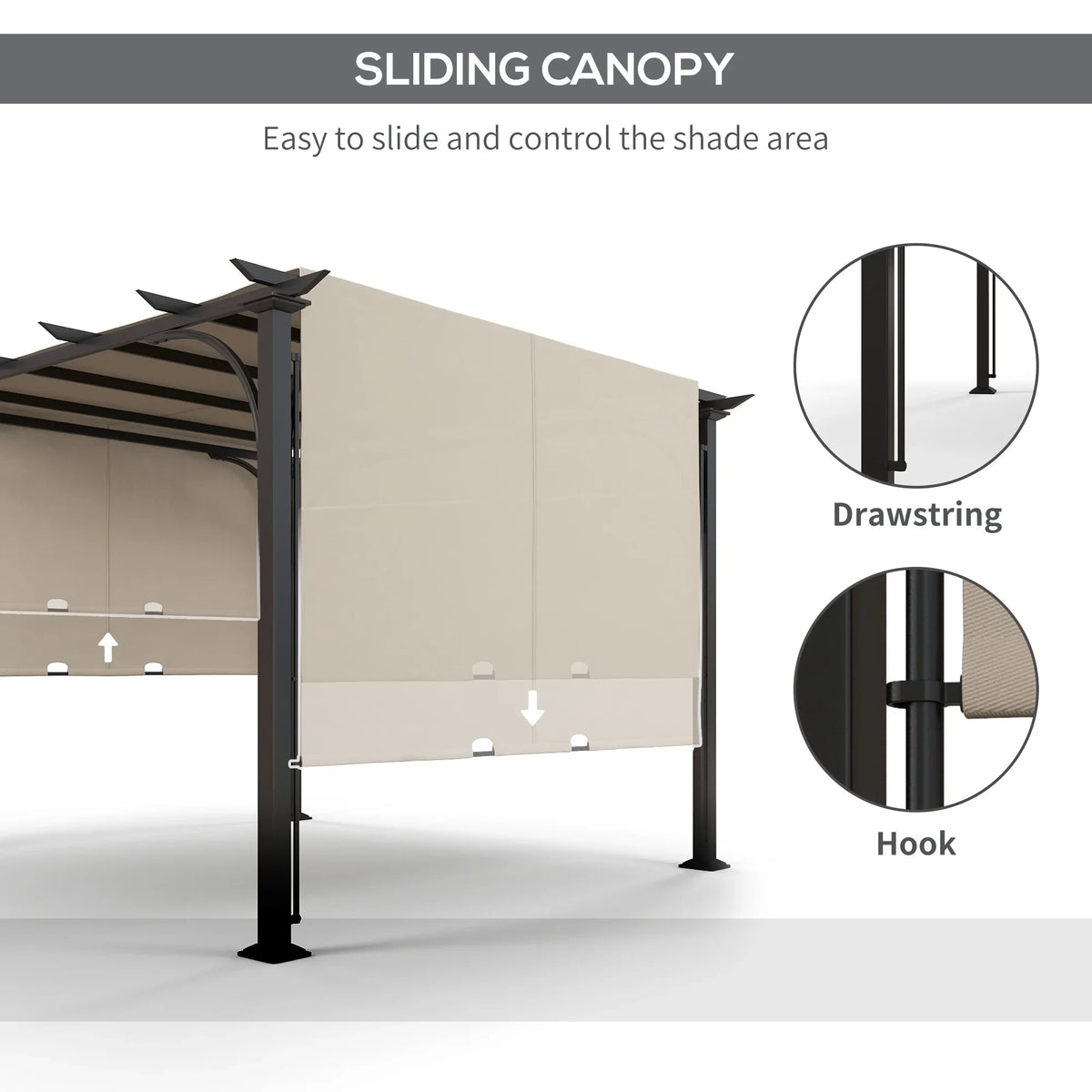 Outsunny 10' x 10' Steel Patio Pergola with Canopy Beige