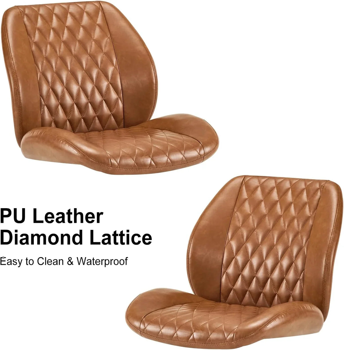 QW Home Office Desk Chair Office Rubber Casters Ergonomic Computer Chair with Lumbar Support Adjustable Height Rolling Swivel Executive Task Armrests Chair. Brown Leather