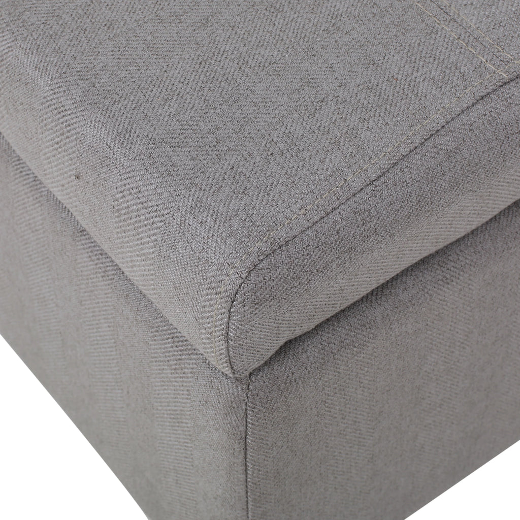 GDF Studio Valeno Mid Century Modern Fabric Tufted Storage Ottoman Bench, Light Gray and Light Brown