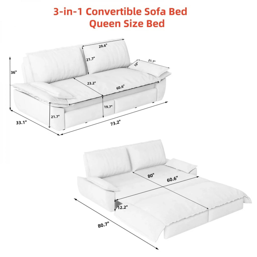 66" Queen Pull Out Sofa Bed, 3-in-1 Convertible Sleeper Sofa with Side Storage,Multi-Functional Velvet Loveseat Bed for Living Room,Bedroom