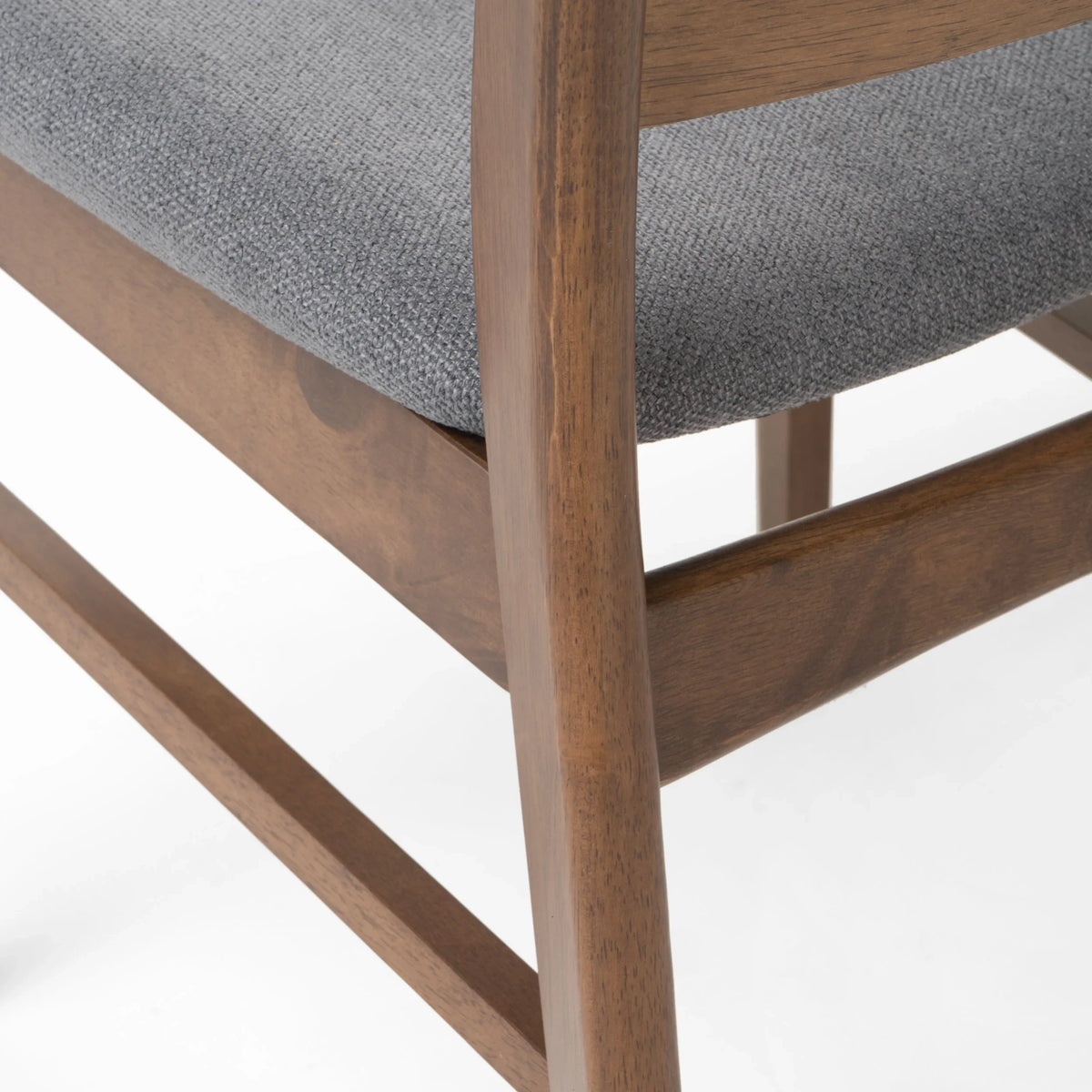GDFSTUDIO Mid Century Modern Fabric Upholstered Rubberwood Dining Chairs, Set of 2, Dark Gray and Walnut