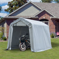Outsunny 6'x8' Outdoor Storage Shelter with Rollup & Zipper Door, Heavy Duty Carport Shed for Motorcycle Garden Storage, Grey