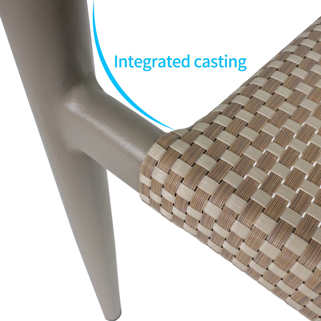 Vmopu New Set of 4 Gray Outdoor Stackable Dining Chair, PE Rattan for Bistro Restaurant Garden