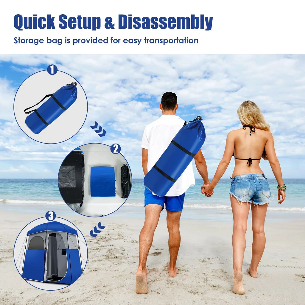 YUONAO 7'x3.5'x7 Double-Room Camping Shower & Toilet Tent with Floor and Carry Bag – Oversized Privacy Shelter for Outdoor Camping, Beach, Hiking