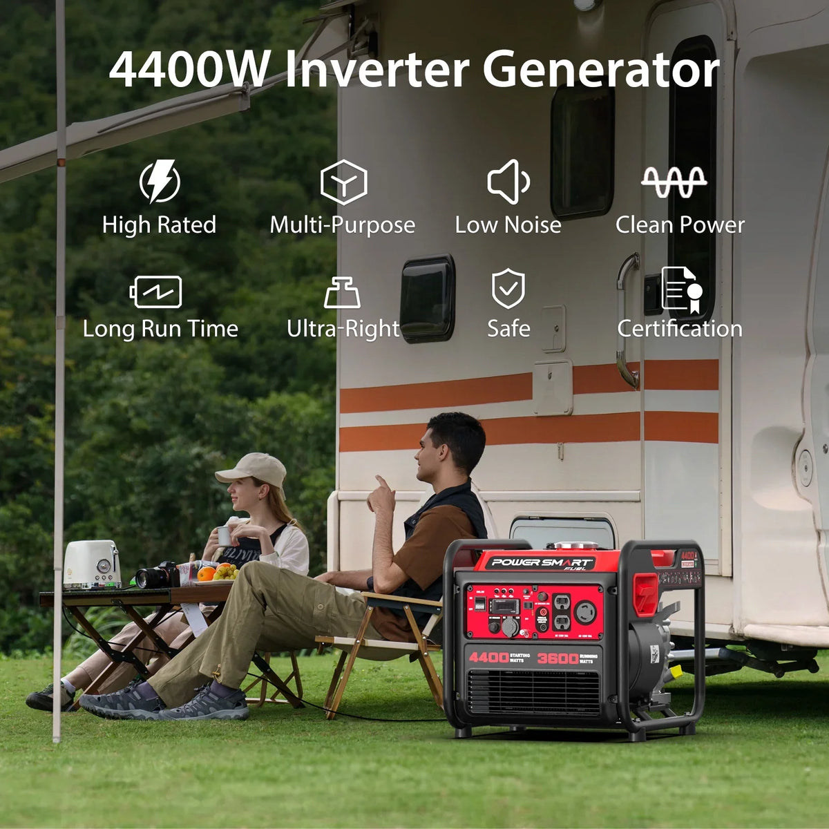PowerSmart 4400-Watt Gas Powered Inverter Generator for Outdoor and Home Use, EPA Compliant