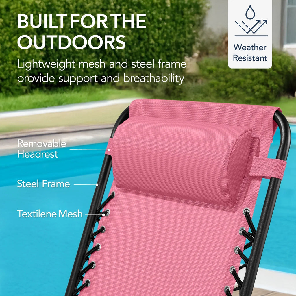 Best Choice Products Folding Outdoor Zero Gravity Rocking Lounge Chair w/ Headrest Pillow - Black