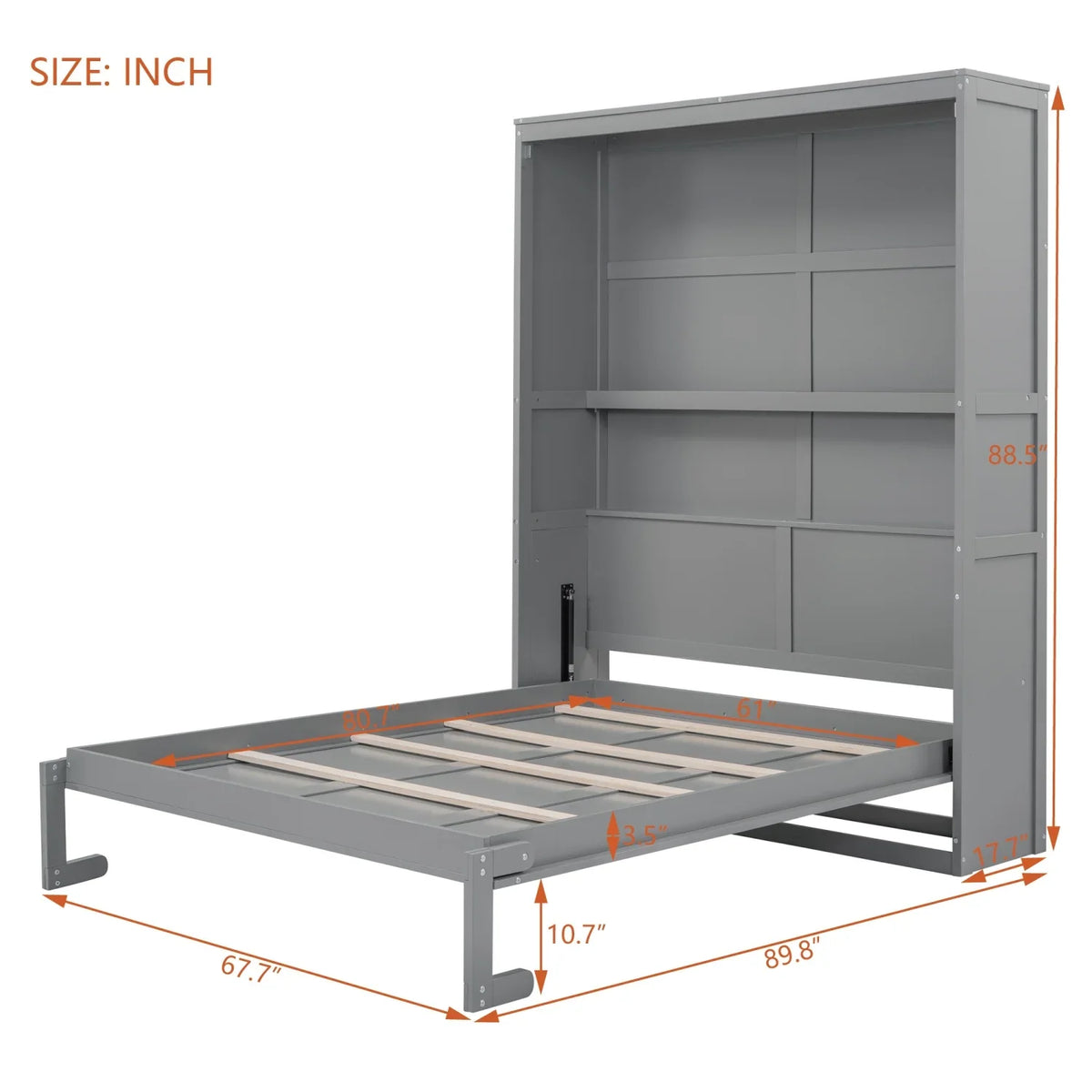 Harper & Bright Designs Full Size Murphy Bed with Shelves, Foldable Wall Bedframe w/Flexible Slats Support, Space-Saving Design, Can Be Folded Into Cabinet, White