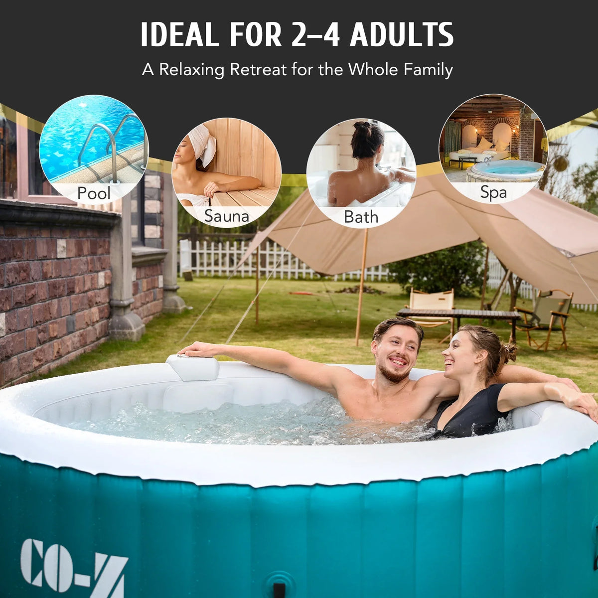 CO-Z 6ft Inflatable Hot Tub Pool with Massage Jets, Green