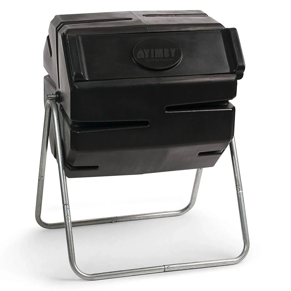 FCMP Outdoor 37 Gallon Single Chamber Roto Tumbling Compost Bin, Black
