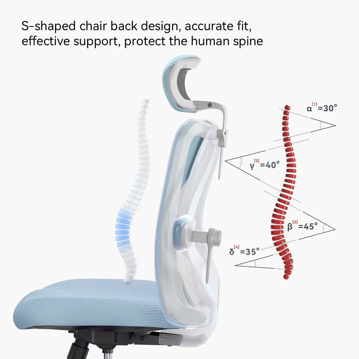 SIHOO M18 Mesh Ergonomic Office Chair with Adjustable Lumbar Support, High Back, Black