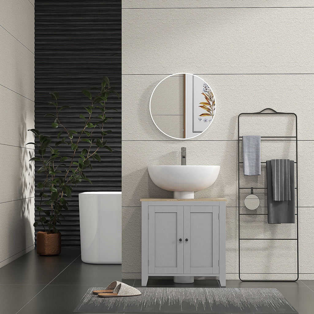 Kleankin Pedestal Sink Storage Cabinet, Under Sink Cabinet, Bathroom Vanity Cabinet with U-Shape and Adjustable Internal Shelf, White