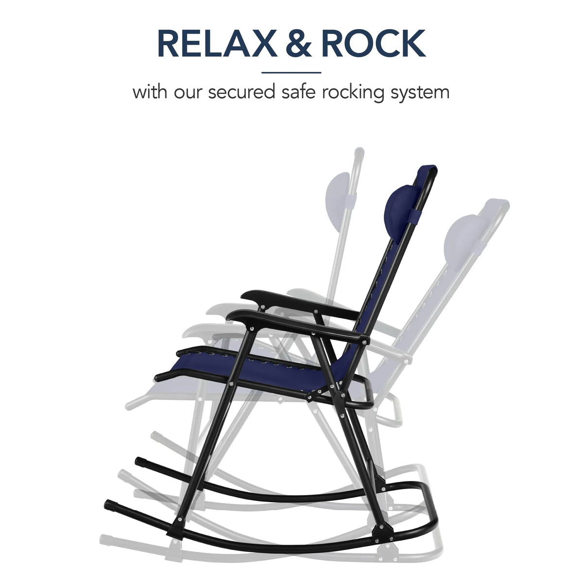 Best Choice Products Folding Outdoor Zero Gravity Rocking Lounge Chair w/ Headrest Pillow - Black