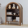 LEFHDA Small Kids Arched Bookshelf, Modern 3-Tier Open Bookshelf, Wood Freestanding Arched Bookcase with Adjustable Shelves, Covered Rounded Top Display Cabinet (Walnut)